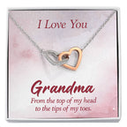 I Love You Grandma Gift from Grandkids - Interlocking Hearts Necklace