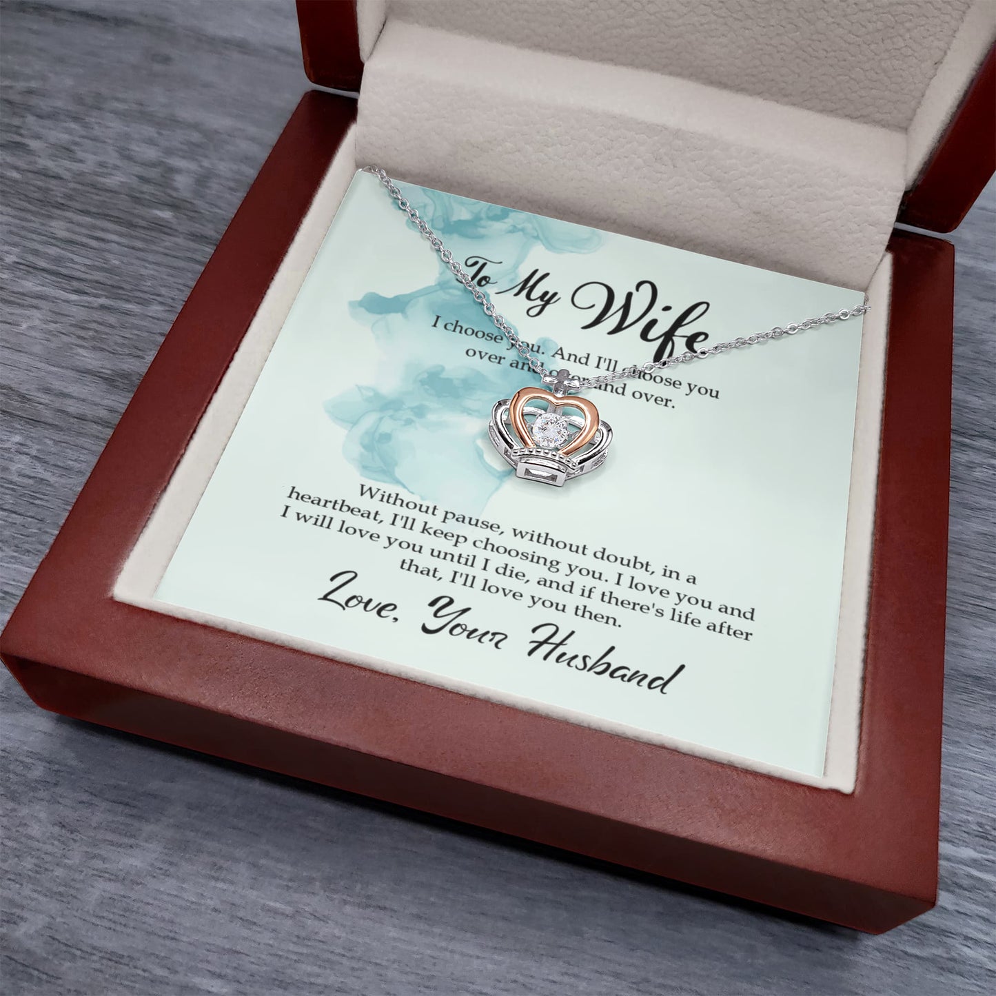 To My Wife Necklace - Best Romantic Gift for Wife - Crown Pendant Necklace