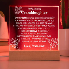 Timeless Granddaughter Gift, Square Acrylic Plaque with Loving Message,  Square Acrylic Plaque for Granddaughter, To My Granddaughter