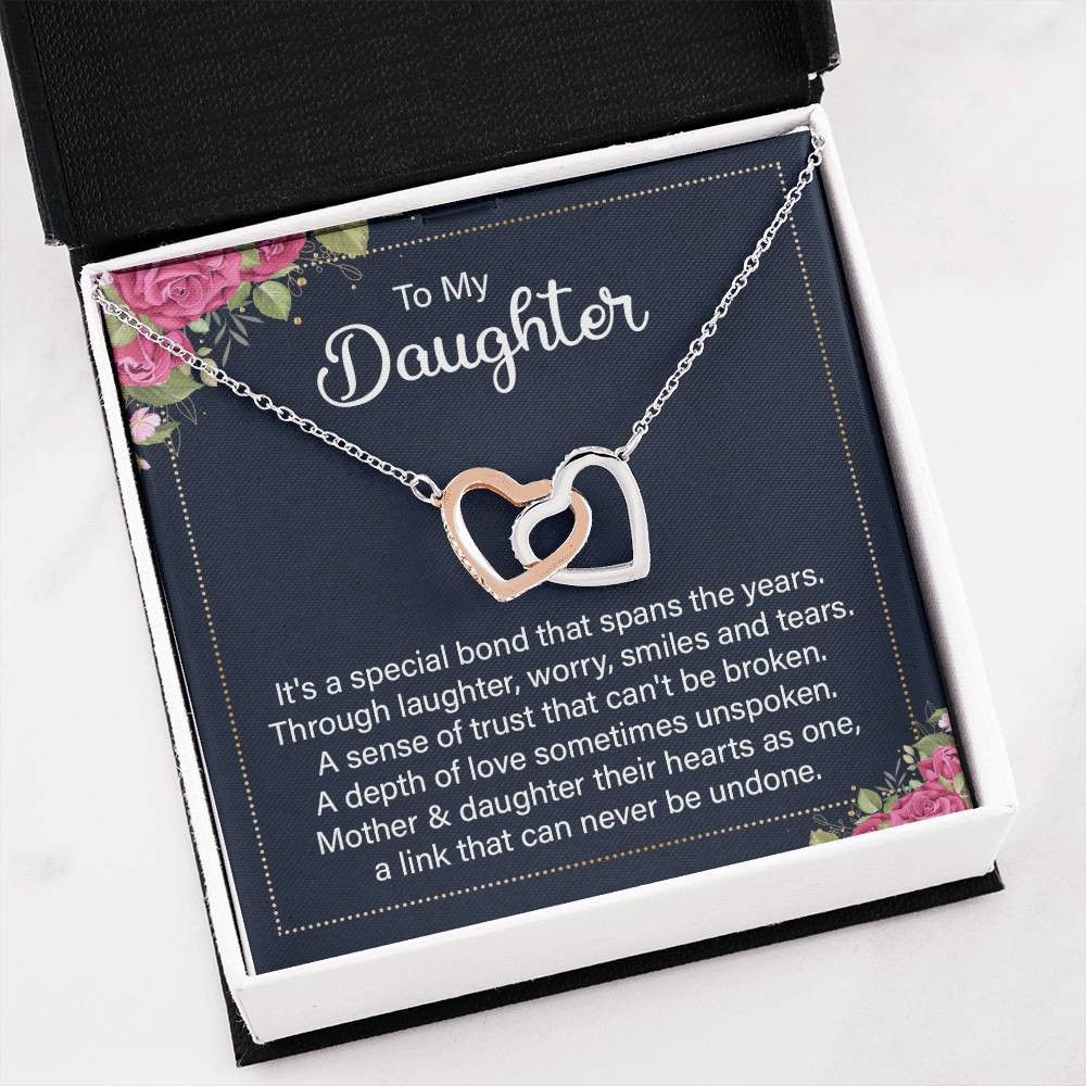 To My Daughter Necklace – Perfect Daughter Gift for Graduation & Birthday – Interlocking Hearts Necklace