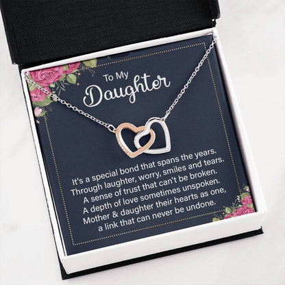 To My Daughter Necklace – Perfect Daughter Gift for Graduation & Birthday – Interlocking Hearts Necklace