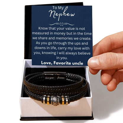 To My Nephew Bracelet from Favorite Uncle – Holiday, Birthday, Graduation Gift – Love You Forever Bracelet