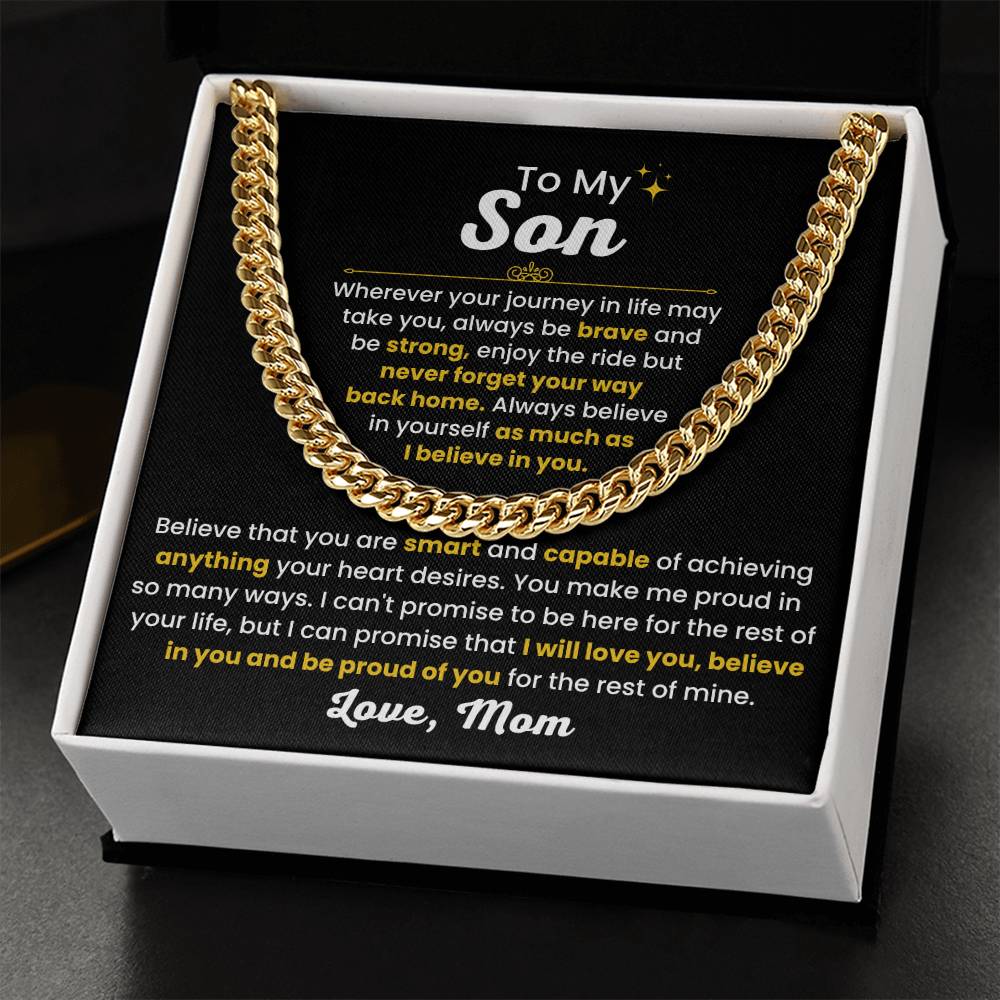Cuban Link Chain Necklace, Gift for Son from Mom, Stylish Jewelry for Birthday, Graduation & Special Occasions