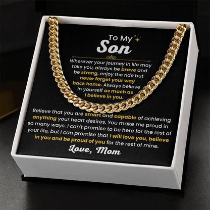 Cuban Link Chain Necklace, Gift for Son from Mom, Stylish Jewelry for Birthday, Graduation & Special Occasions