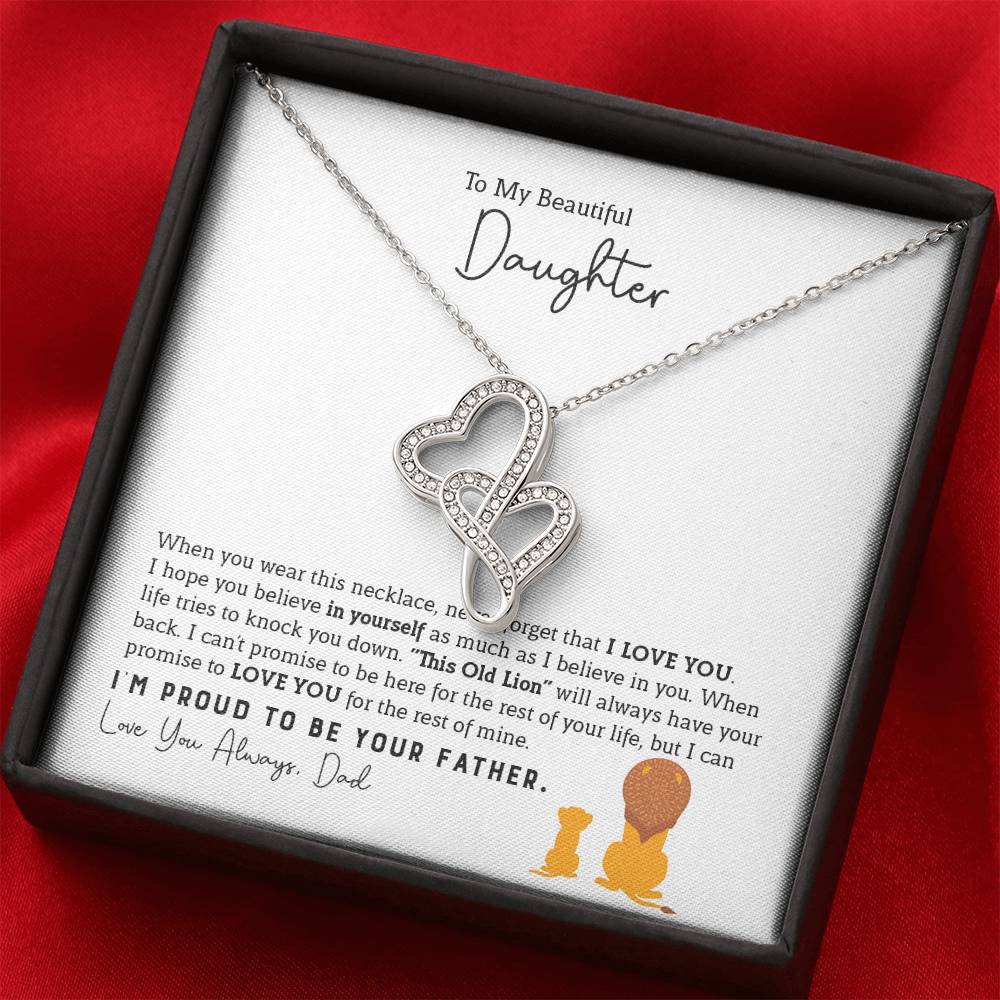 To My Daughter Necklace - I am so proud to be your father - Daughter Gift from Dad - Heart-to-heart Pendant Necklace