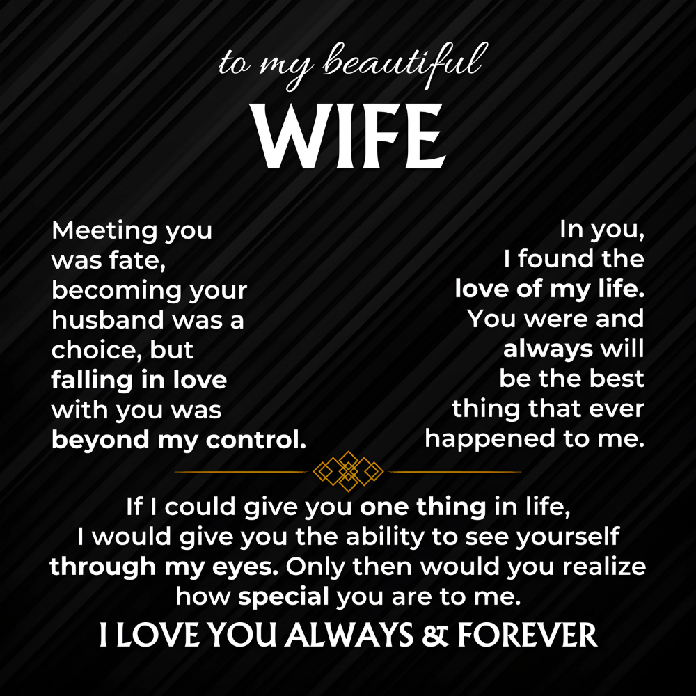 To My Wife Necklace - Holiday & Valentine’s Day Gift from Husband - Scripted Love Necklace