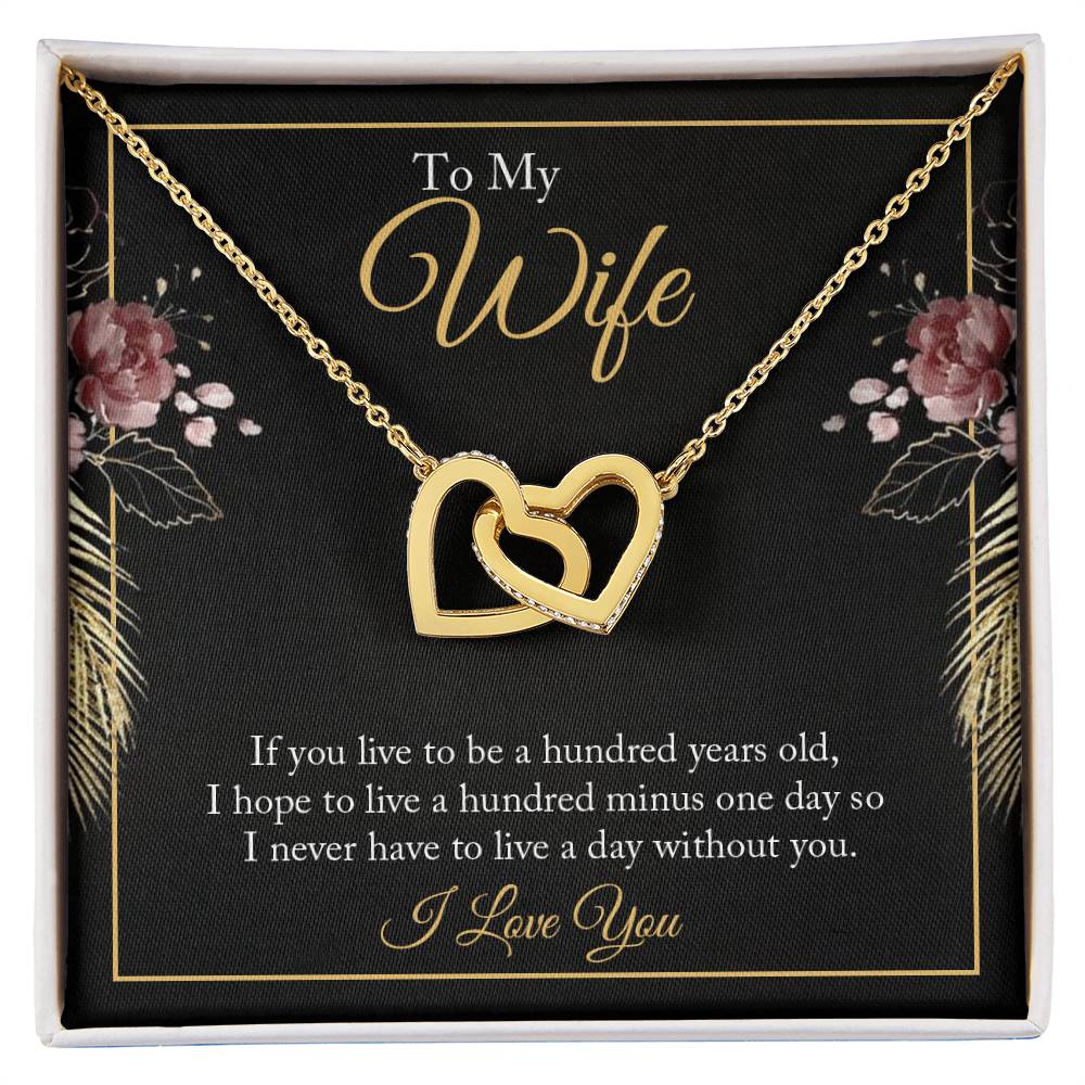 To My Wife Necklace - Best Loving Jewelry Gift for Valentine’s Day, Anniversaries & Romantic Surprises - Interlocking Hearts Necklace