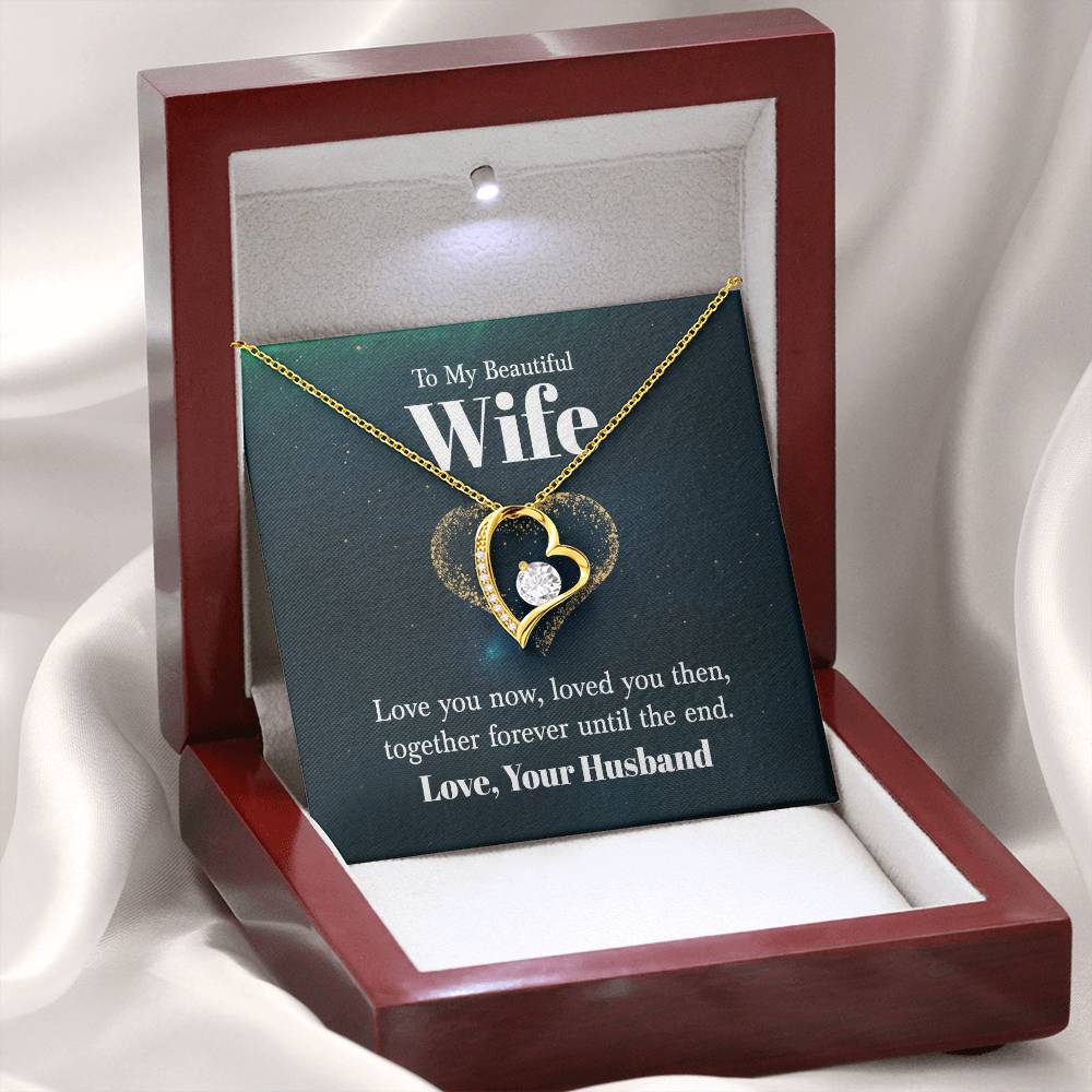 To My Beautiful Wife Necklace - Sweetest Gift for Wife from Husband for Valentine’s Day, Anniversary & Birthday Joy - Forever Love Necklace