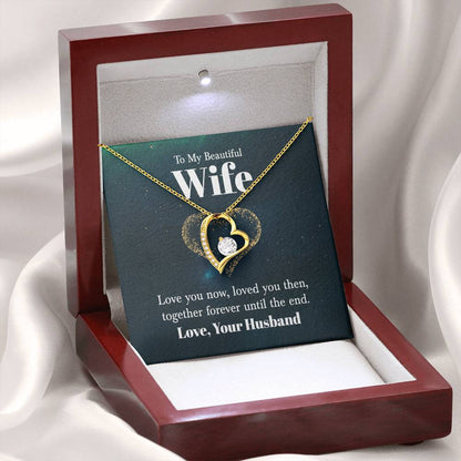 To My Beautiful Wife Necklace - Sweetest Gift for Wife from Husband for Valentine’s Day, Anniversary & Birthday Joy - Forever Love Necklace