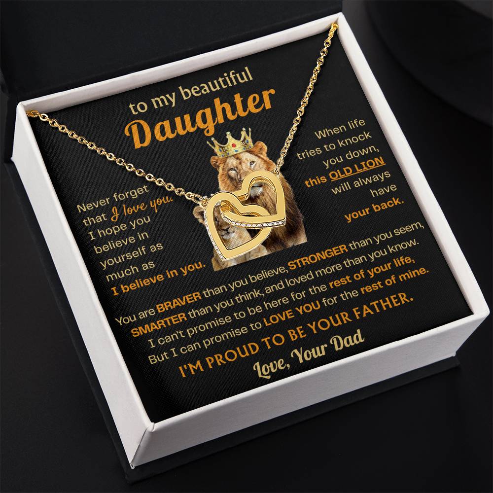 To My Daughter Necklace - Sentimental Birthday Gift from Dad, Meaningful Jewelry for Milestones & Holidays - Interlocking Hearts Necklace