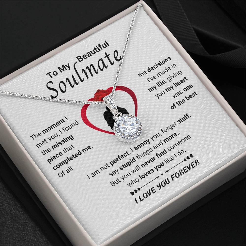 To My Beautiful Soulmate Necklace - Soulmate Necklace Gift for Surprises & Love Moments - Eternal Hope Necklace