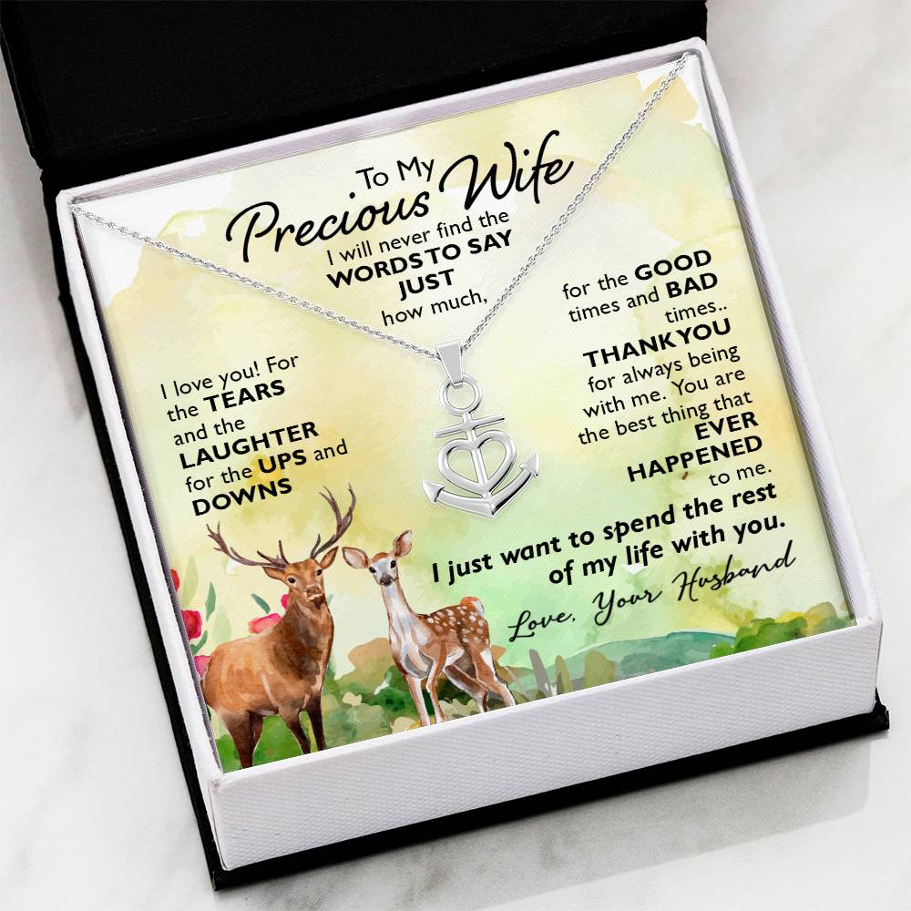 To My Wife Necklace - Loving Gift from Husband, Sentimental Jewelry for Christmas, Valentine’s Day & Birthday Celebrations - Anchor Pendant Necklace