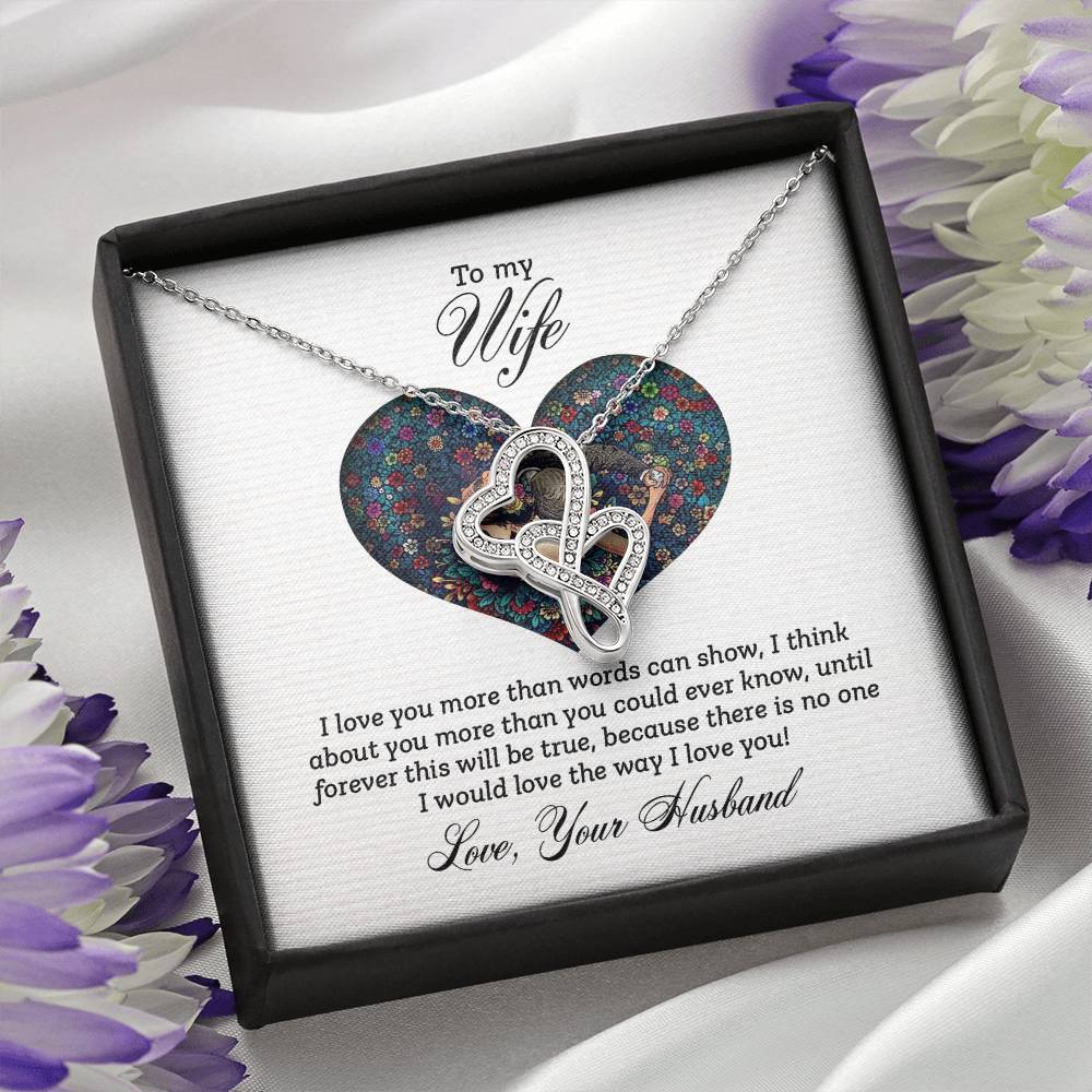 To My Wife Necklace - Special Love Jewelry for Wife from Husband for Birthday, Anniversary & Valentine’s Day - Heart-to-heart Pendant Necklace