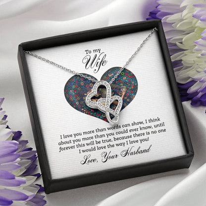 To My Wife Necklace - Special Love Jewelry for Wife from Husband for Birthday, Anniversary & Valentine’s Day - Heart-to-heart Pendant Necklace