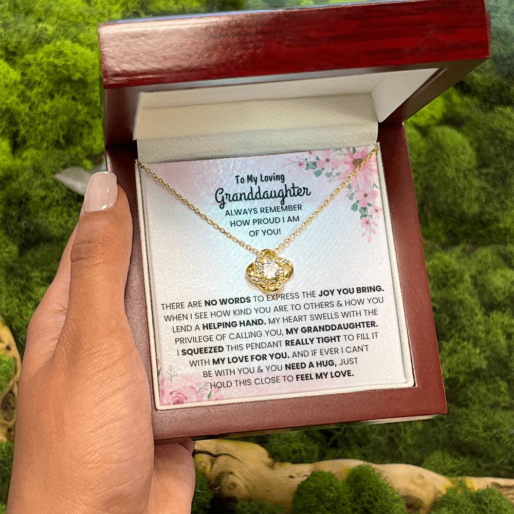 To My Granddaughter Necklace – Jewelry Gift for Granddaughter on Graduation & Birthday – Love Knot Necklace