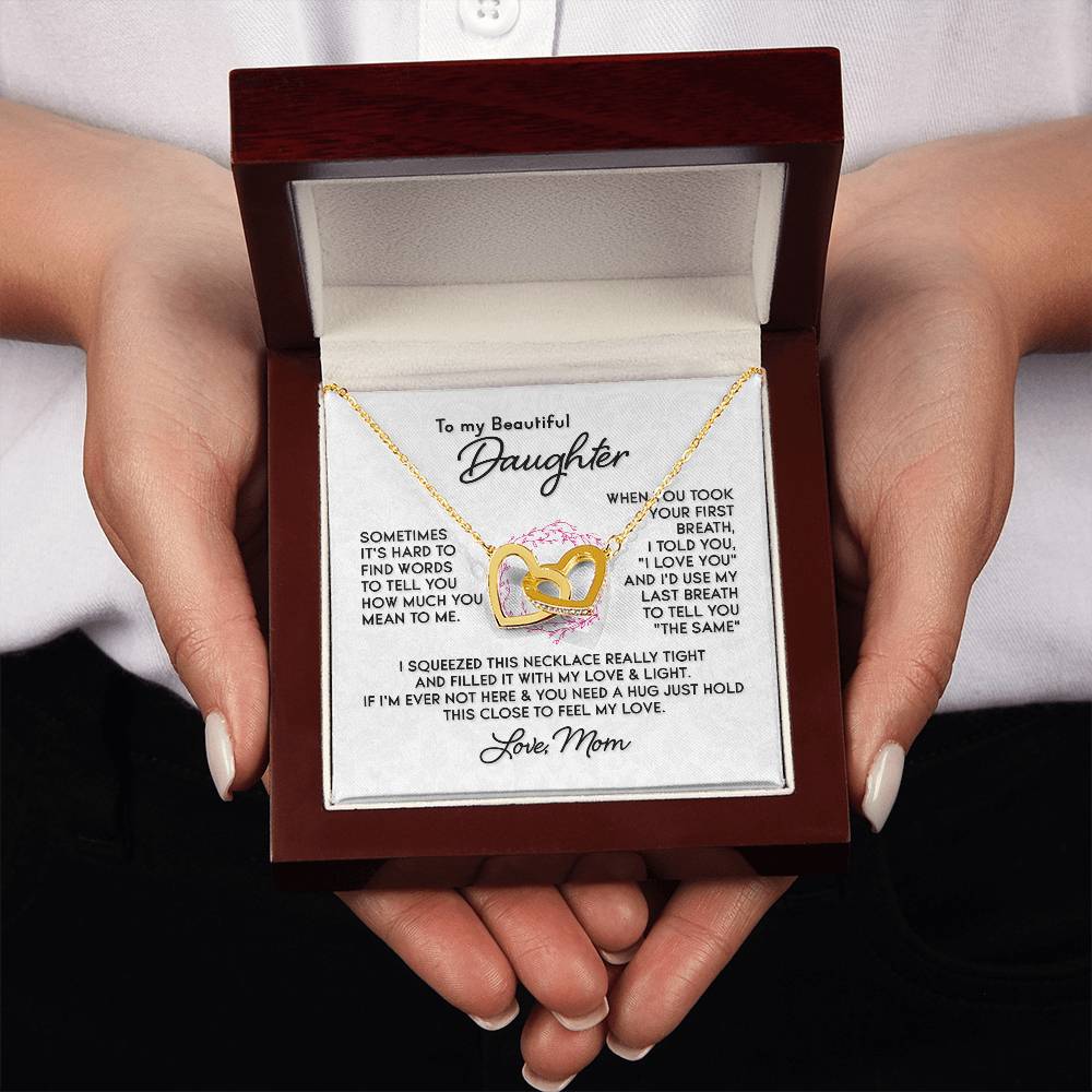 To Our Daughter Necklace – Daughter Graduation & Birthday Present from Mom and Dad – Interlocking Hearts Necklace