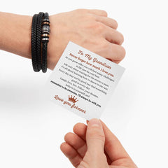 Cross Leather Bracelet for Grandson, Modern Men’s Jewelry Gift for Birthdays & Graduations, To My Grandson