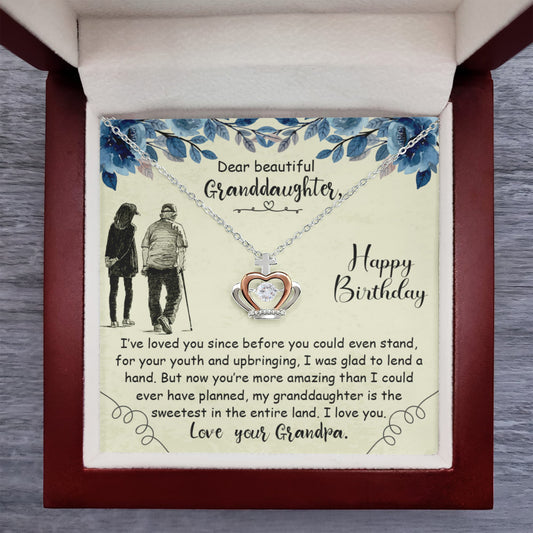 To My Granddaughter Necklace – Valentine’s Day & Graduation Gift for Granddaughter from Grandpa – Crown Pendant Necklace