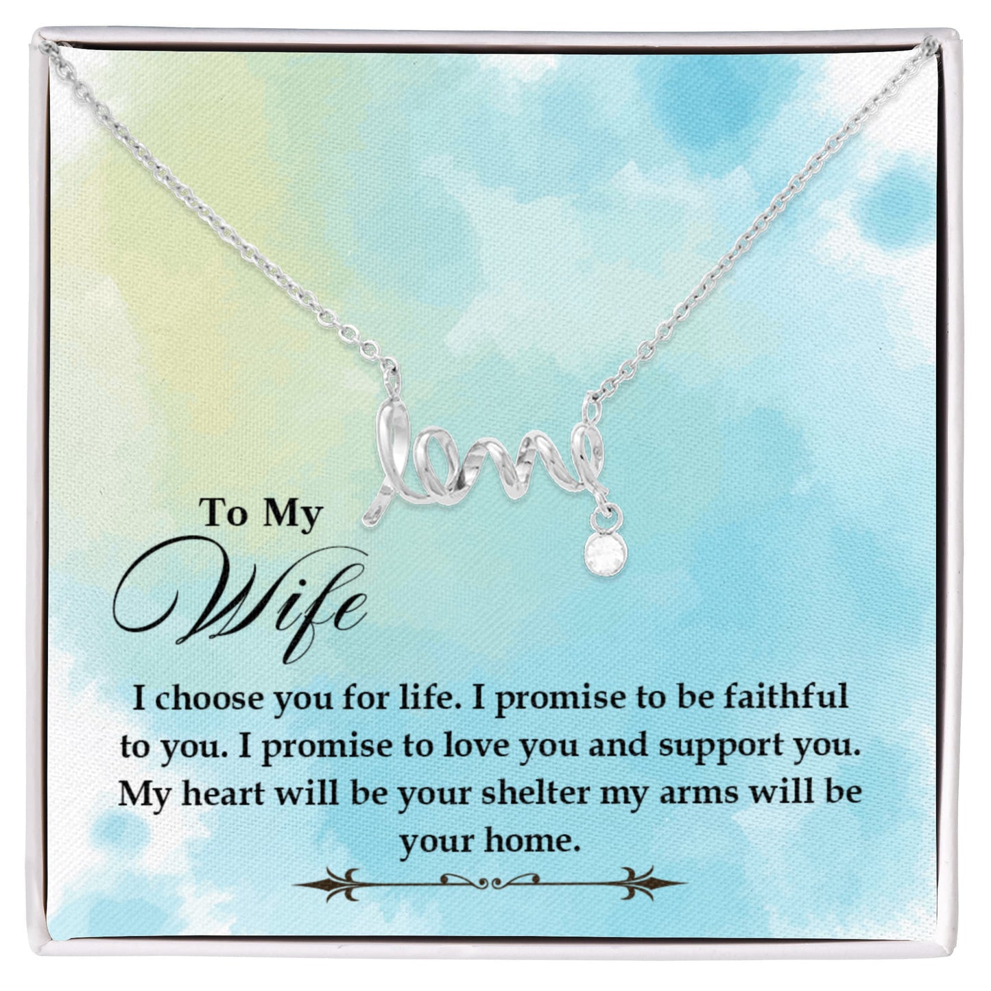 Romantic Love Gift for Wife - Heartfelt Jewelry from Husband - Scripted Love Necklace