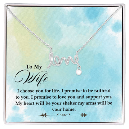 Romantic Love Gift for Wife - Heartfelt Jewelry from Husband - Scripted Love Necklace