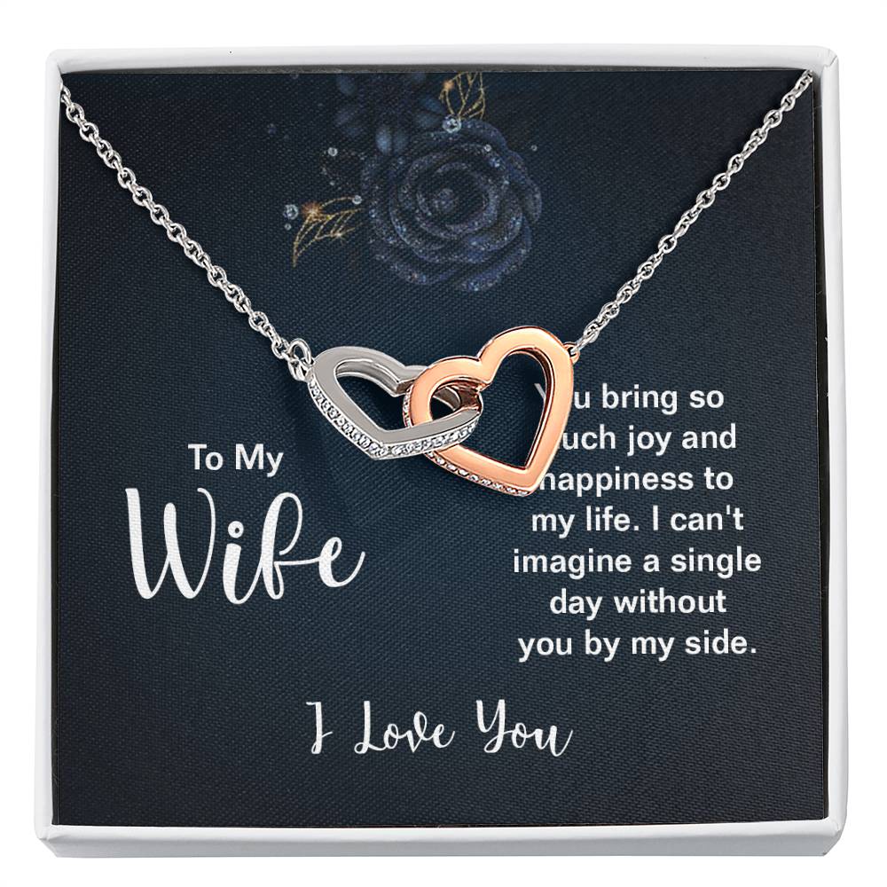 To My Wife Necklace - Sweet Emotional Gift for Wife from Husband on Birthday, Anniversary & Valentine’s Day - Interlocking Hearts Necklace