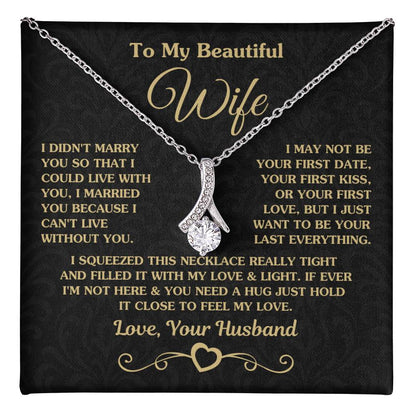 To My Beautiful Wife Necklace - Emotional Love Jewelry Gift from Husband for Valentine’s Day & Birthday Happiness - Alluring Beauty Necklace