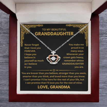To My Granddaughter Necklace – Gift from Grandma for Granddaughter – Crown Pendant Necklace