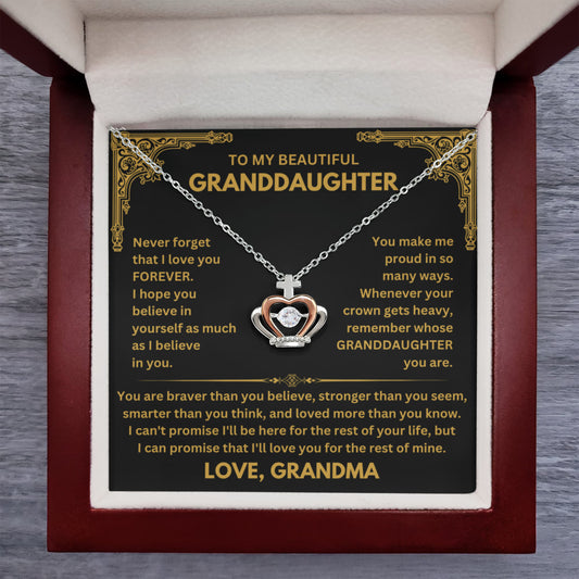 To My Granddaughter Necklace – Gift from Grandma for Granddaughter – Crown Pendant Necklace