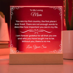 Gifts For Mom From Son, Acrylic Plaque With Heartfelt Message, Special Keepsake For Mother, To My Loving Mom