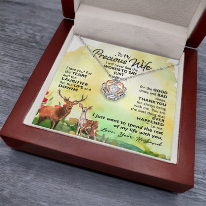 To My Wife Necklace - Sweet Romantic Jewelry for Wife - Crown Pendant Necklace