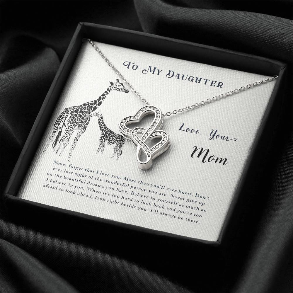 To My Daughter Necklace – Mom Gift for Daughter’s Birthday – Heart-to-heart Pendant Necklace