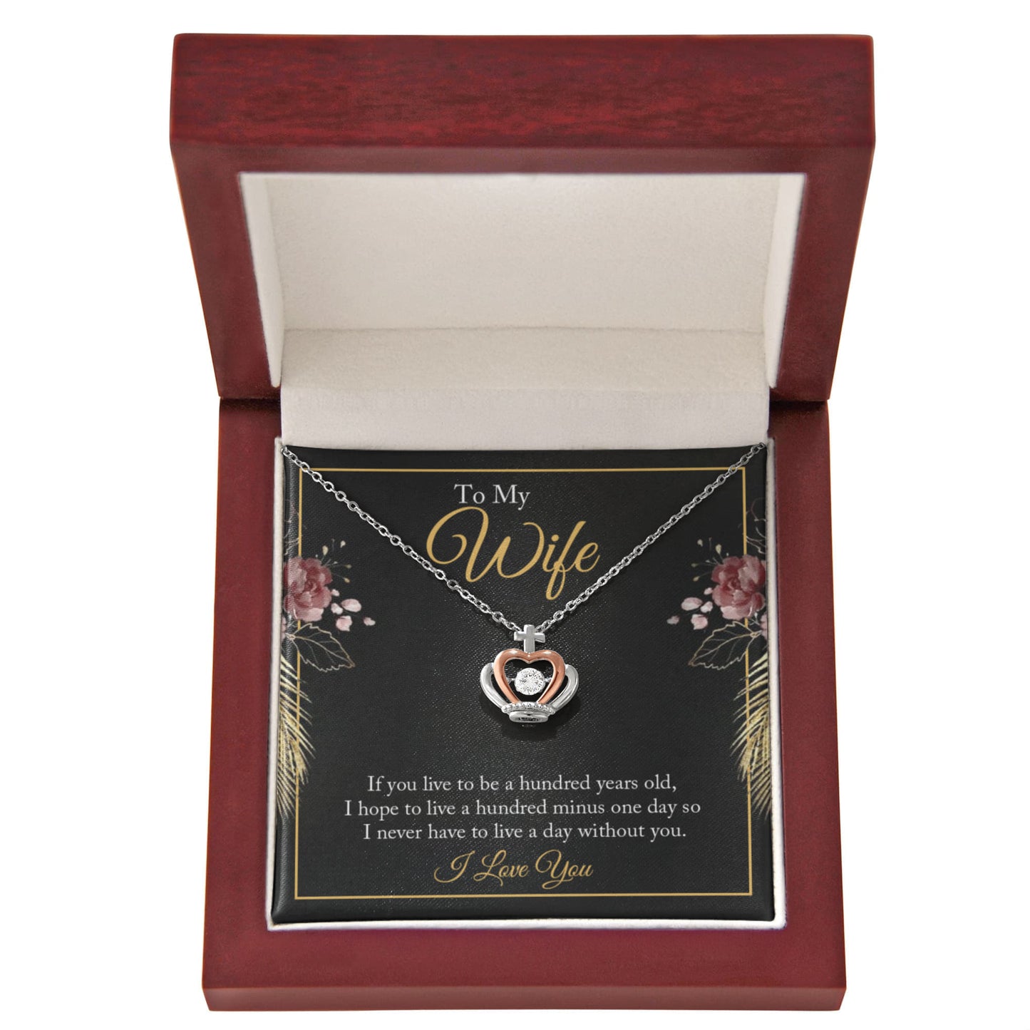 To My Wife Necklace - Meaningful Jewelry from Husband for Christmas, Anniversary & Valentine’s Day - Crown Pendant Necklace