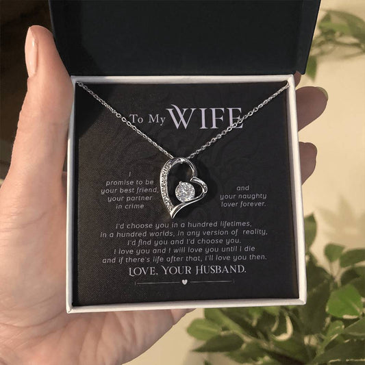 To My Wife Necklace - Emotional Jewelry Gift for Wife from Husband to Celebrate Love Every Day - Forever Love Necklace