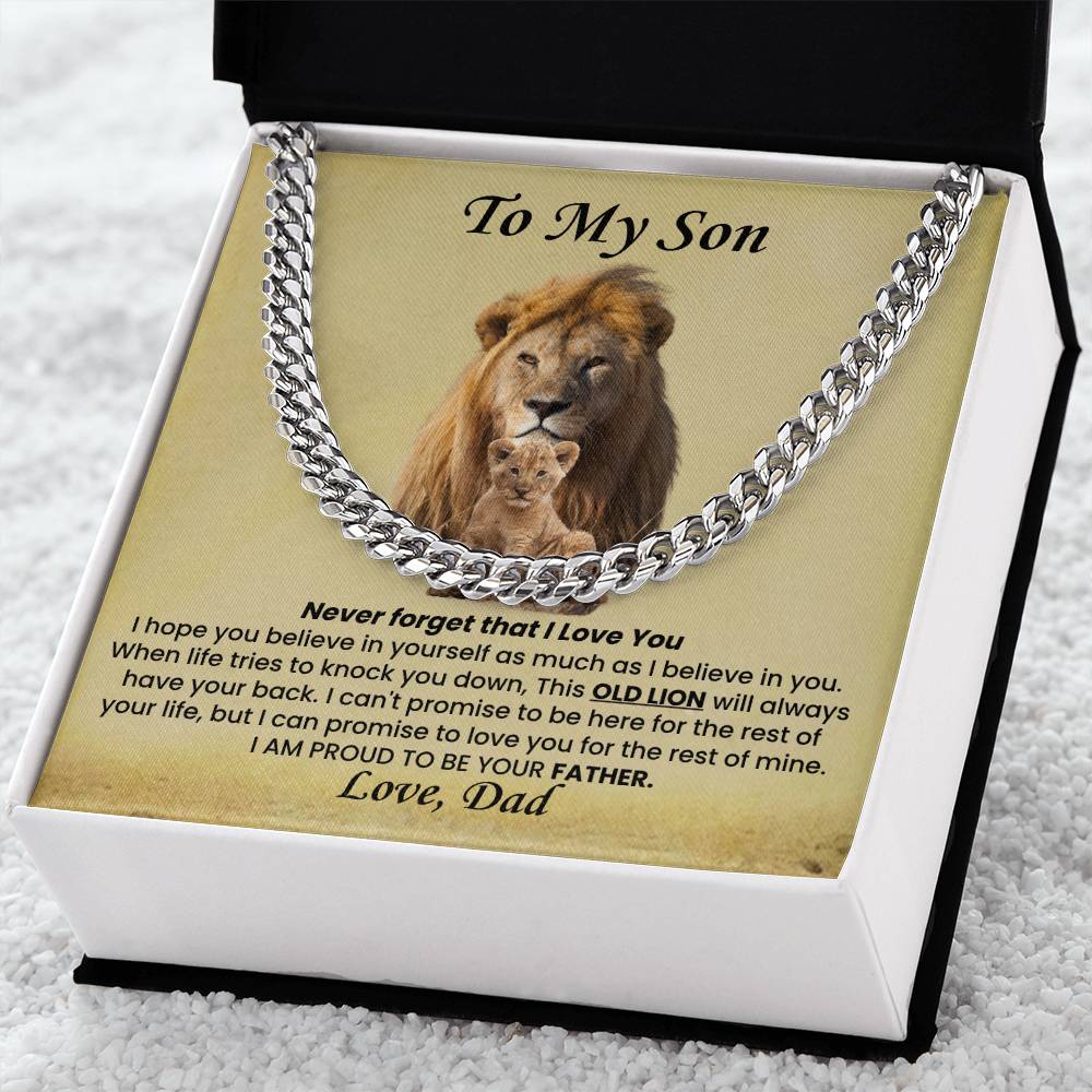 To My Son Necklace from Dad - I believe in you - Cuban Link Chain