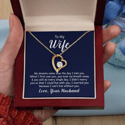 To My Wife Necklace - Romantic Anniversary & Valentine’s Day Jewelry Gift from Husband to Wife - Forever Love Necklace