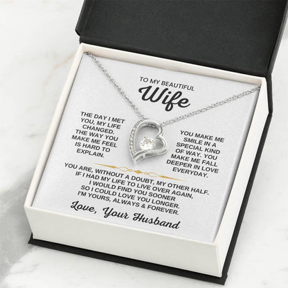 To My Beautiful Wife Necklace - Romantic Husband to Wife Jewelry for Birthday, Valentine’s Day & Special Celebrations - Forever Love Necklace