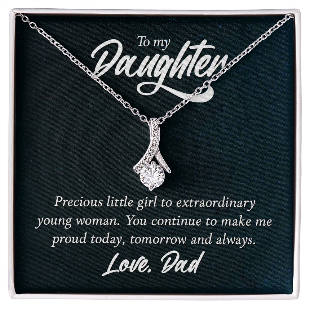 To My Daughter Necklace - Sweetest Daughter Gift from Dad for Birthday Joy & Proud Dad Love - Alluring Beauty Necklace
