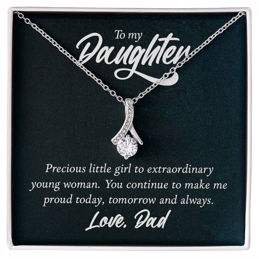 To My Daughter Necklace - Sweetest Daughter Gift from Dad for Birthday Joy & Proud Dad Love - Alluring Beauty Necklace