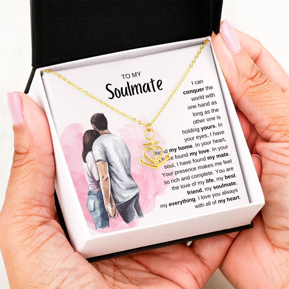 To My Soulmate Necklace - Best Soulmate Gift for Valentine’s Day & Everyday Romance - Anchor Pendant Necklace