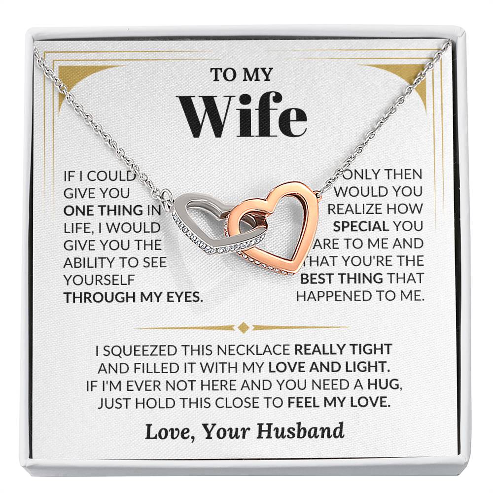 To My Wife Necklace - Romantic Birthday Gift from Husband - Interlocking Hearts Necklace