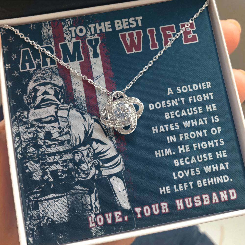 To The Best Army Wife - Heartfelt Jewelry from Husband - Love Knot Necklace