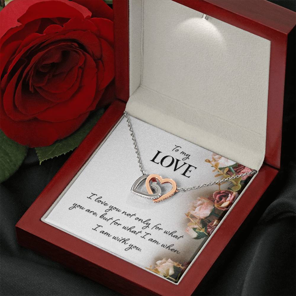 To My Love Necklace - Sweetest Gift for Wife from Husband for Valentine’s Day, Anniversary & Birthday Joy - Interlocking Hearts Necklace