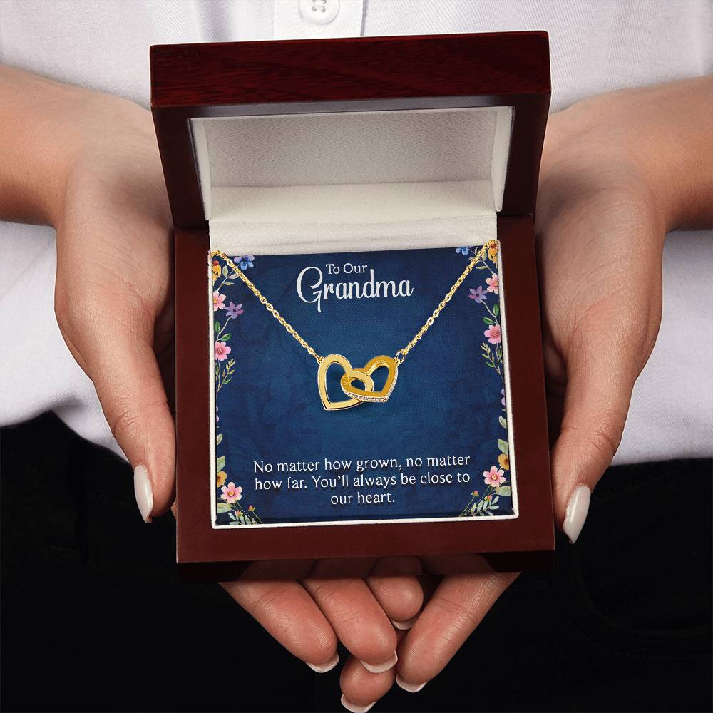 To Our Grandma - You will always be close to our heart - Gift for Grandmother - Interlocking Hearts Necklace