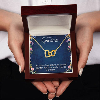 To Our Grandma - You will always be close to our heart - Gift for Grandmother - Interlocking Hearts Necklace