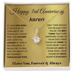 Luxury 3rd Anniversary Necklace, Thoughtful Gift for Her, Celebrate Your Journey & Everlasting Love, Happy 3rd Anniversary