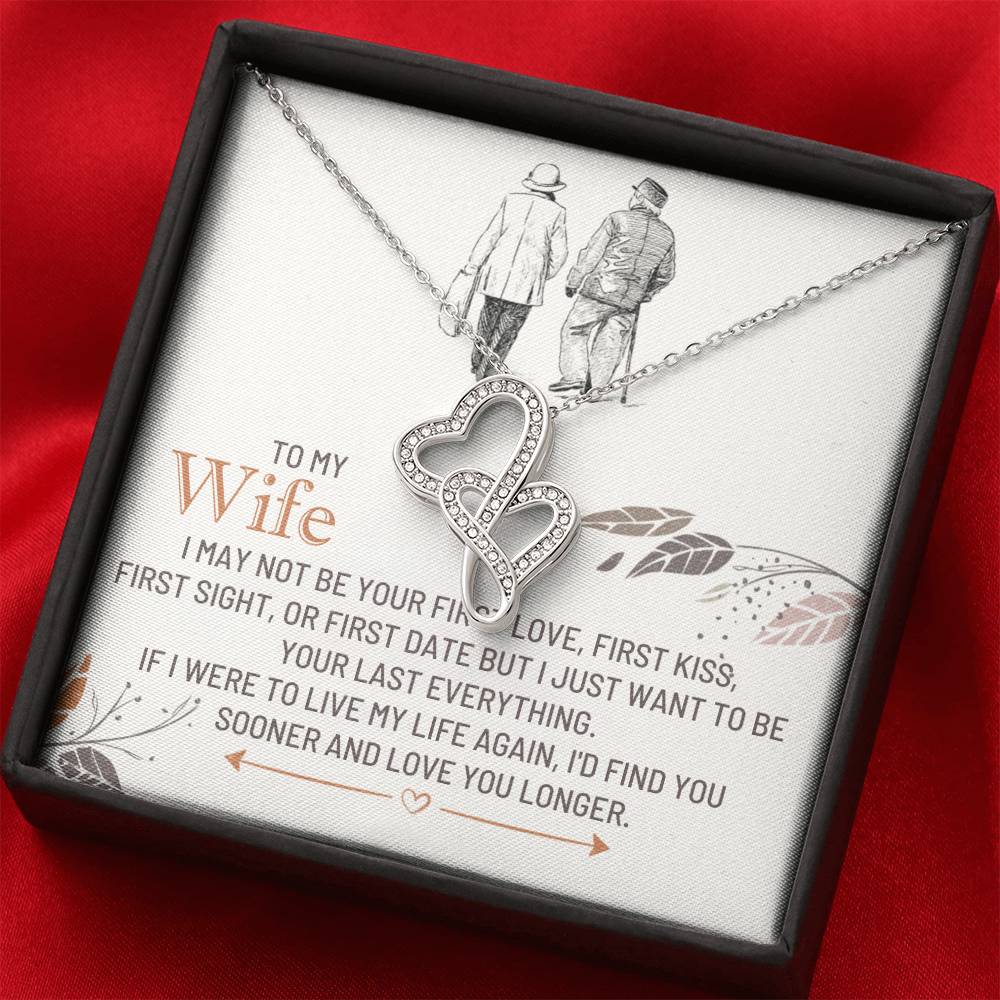 To My Wife Necklace - Heartwarming Gift from Husband for Birthday, Anniversary & Valentine’s Day - Heart-to-heart Pendant Necklace