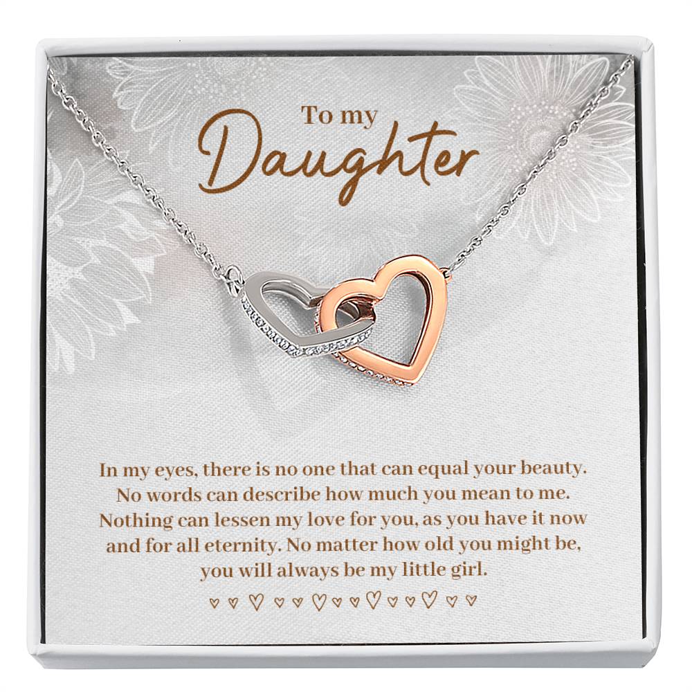 To My Daughter Necklace – Daughter Christmas Graduation Jewelry Gift – Interlocking Hearts Necklace