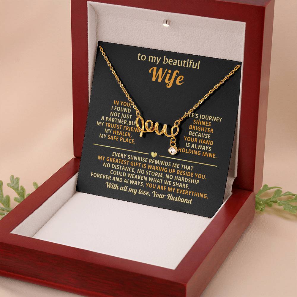 To My Wife Necklace - Romantic Gift for Anytime Love - Scripted Love Necklace