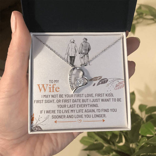 To My Wife Necklace - Touching Romantic Gift for Wife from Husband for Christmas, Anniversary & Valentine’s Day - Forever Love Necklace
