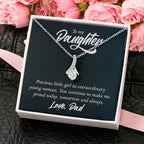 To My Daughter Necklace - Sweetest Daughter Gift from Dad for Birthday Joy & Proud Dad Love - Alluring Beauty Necklace